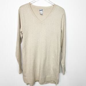 Duluth Trading Co. Women's Shiftless V-Neck Cream Tunic Sweater L
